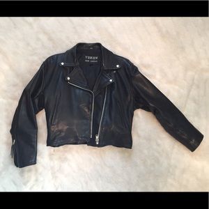 Women’s vintage leather motorcycle jacket
